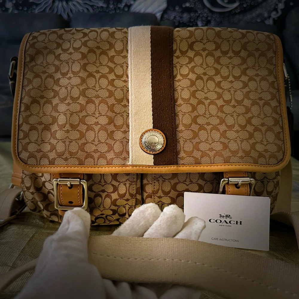 Vintage Y2K Coach Brown Signature Crossbody Bag messenger bag - Picture 14 of 17